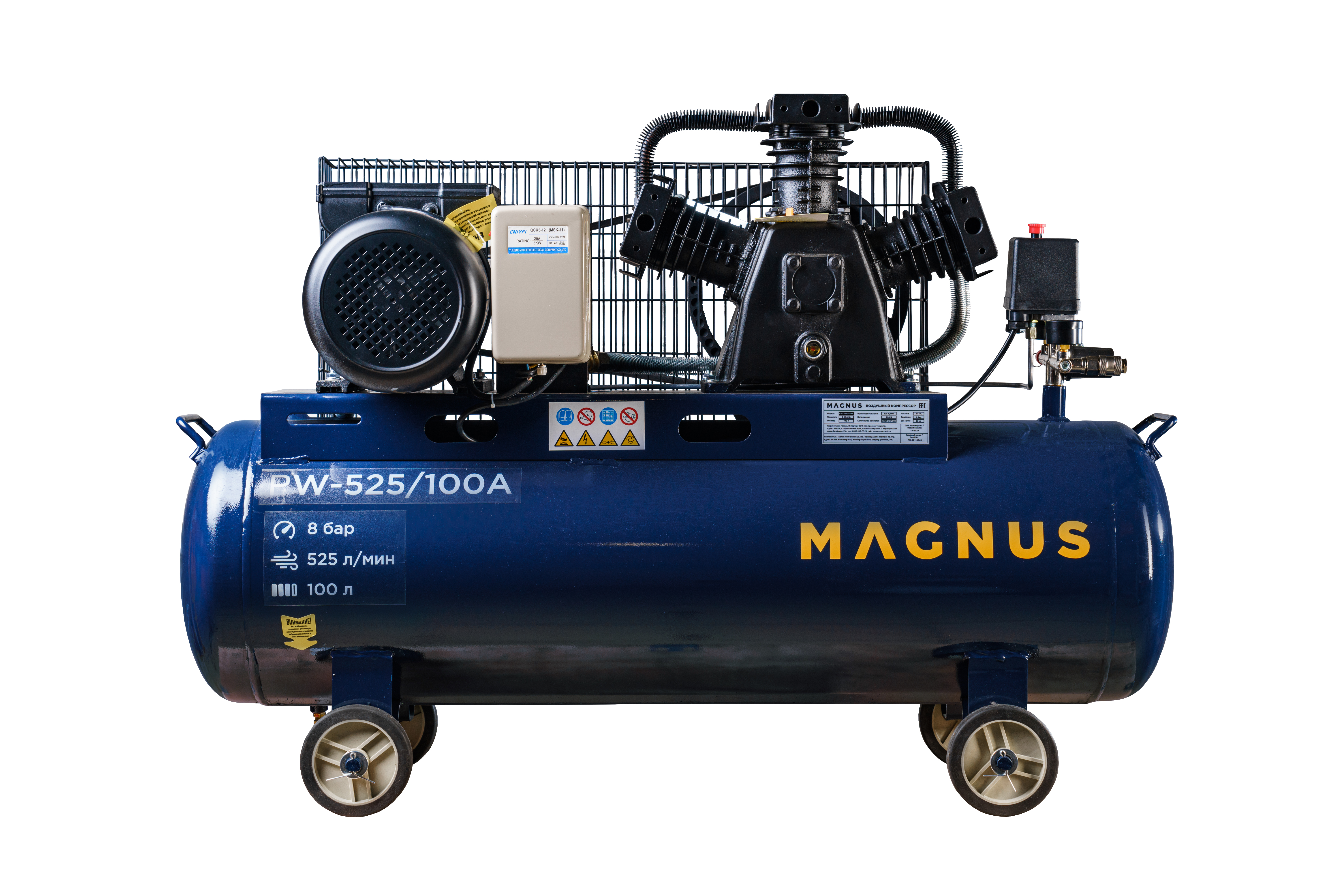 Компрессор воздушный Magnus KW-525/100А новый фильтр (8 атм.,3,0кВт, 220В,Ф65) в Уфе
